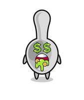 spoon character with an expression of crazy about money vector