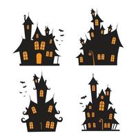 Halloween Haunted House Set Vector illustration Isolated on White Background