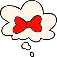 cartoon bow tie and thought bubble in comic book style vector