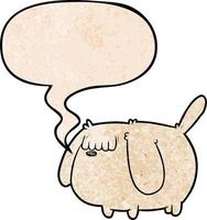 cute funny cartoon dog and speech bubble in retro texture style vector