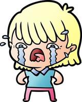 cartoon girl crying vector