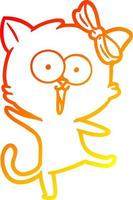 warm gradient line drawing cartoon cat vector