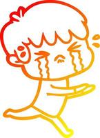 warm gradient line drawing cartoon boy crying vector