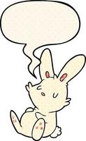 lindo conejo de dibujos animados durmiendo y burbuja de habla al estilo de un libro de historietas vector