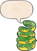 cartoon snake and speech bubble in retro texture style vector