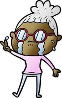 cartoon crying woman wearing spectacles vector