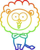 rainbow gradient line drawing happy cartoon lion vector