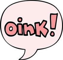 cartoon word oink and speech bubble vector