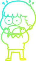 cold gradient line drawing cartoon shocked man vector