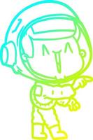 cold gradient line drawing happy cartoon astronaut pointing vector