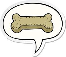 cartoon dog biscuit and speech bubble sticker vector