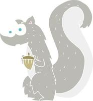 flat color illustration of squirrel with nut vector