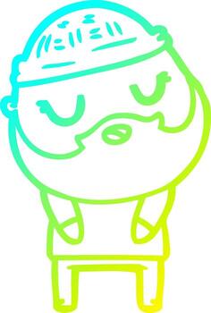 cold gradient line drawing cartoon man with beard vector