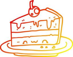 warm gradient line drawing cartoon cake vector