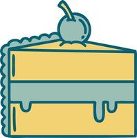 iconic tattoo style image of a chocolate cake vector