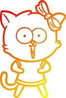 warm gradient line drawing cartoon cat vector