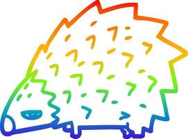 rainbow gradient line drawing cartoon angry hedgehog vector