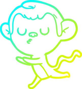 cold gradient line drawing cartoon monkey vector