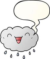 happy cartoon cloud and speech bubble in smooth gradient style vector