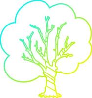 cold gradient line drawing cartoon tree vector