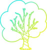 cold gradient line drawing cartoon tree vector