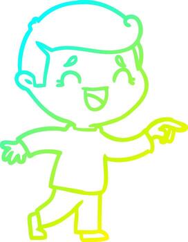 cold gradient line drawing cartoon laughing man pointing vector