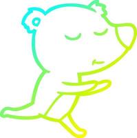 cold gradient line drawing happy cartoon bear running vector