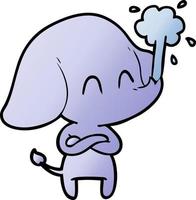 lindo elefante de dibujos animados arrojando agua vector