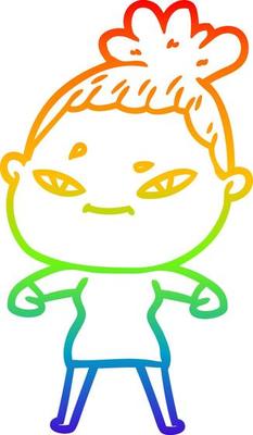 rainbow gradient line drawing cartoon woman