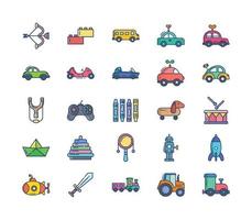 Kids toys collection icon set vector