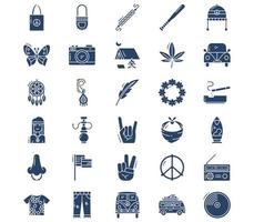 Hippie and culture icon set vector