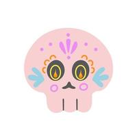 cráneo. el día de los Muertos. calavera de azúcar mexicana. ilustración para fondos, portadas y empaques. la imagen se puede utilizar para tarjetas de felicitación, carteles y pegatinas. aislado sobre fondo blanco. vector