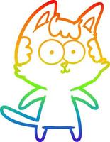 rainbow gradient line drawing happy cartoon cat vector