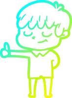 cold gradient line drawing cartoon happy boy vector