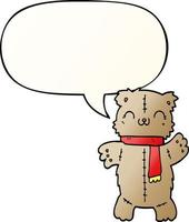 cartoon teddy bear and speech bubble in smooth gradient style vector