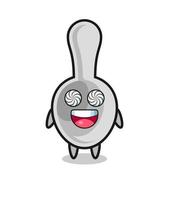 cute spoon character with hypnotized eyes vector