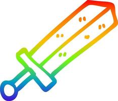 rainbow gradient line drawing cartoon sword vector