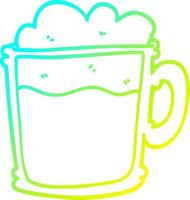 cold gradient line drawing cartoon foamy latte vector