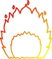 warm gradient line drawing cartoon fire vector