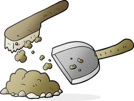 freehand drawn cartoon dust pan and brush vector