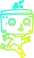 cold gradient line drawing cartoon robot running vector