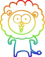 rainbow gradient line drawing happy cartoon lion vector