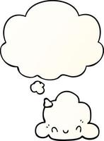 cartoon cloud and thought bubble in smooth gradient style vector