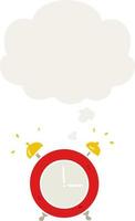 alarm clock and thought bubble in retro style vector