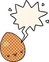 cartoon egg and speech bubble in comic book style vector
