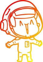 warm gradient line drawing happy cartoon astronaut vector