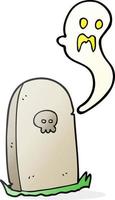 freehand drawn cartoon ghost rising from grave vector