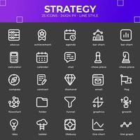 paquete de iconos de estrategia con color negro vector