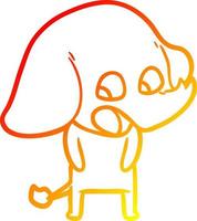 warm gradient line drawing cute cartoon elephant vector