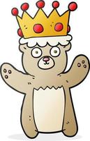 freehand drawn cartoon teddy bear wearing crown vector